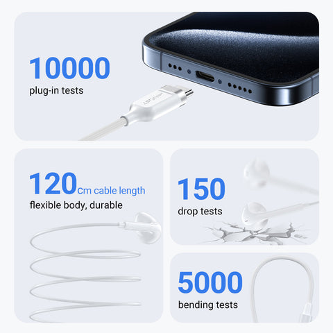 USB-C Half In-ear Wired Earphones with Mic