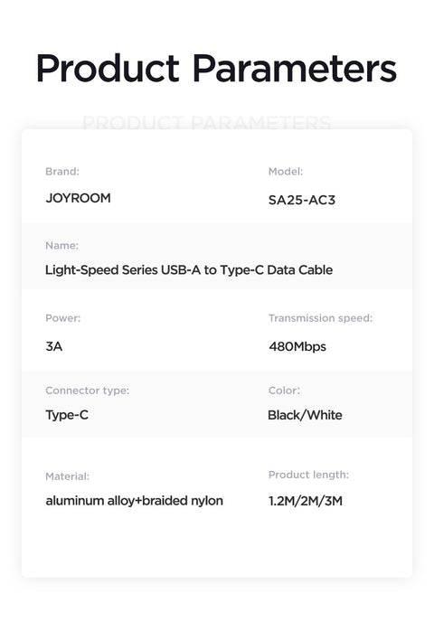 Premium Braided USB to USB-C Cable 3A 1.2M