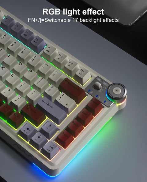 AULA AU75 RGB Hot-Swappable Wireless Gaming Keyboard - Black Yellow, Star Vector Switch, 81 keys