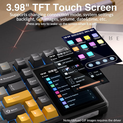 AULA L99 RGB Hot-Swappable Wireless Mechanical Keyboard with 3.98" IPS Display - Black Transparent, Caramel Latte Switch, 84 Key