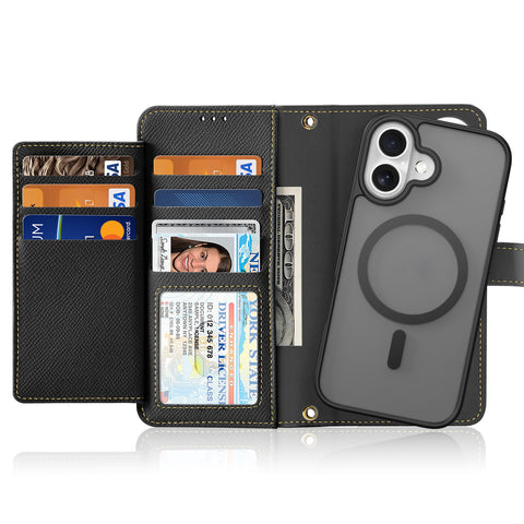 iPhone 17 PU Leather Flip Wallet Case with Card Slots & Detachable Cover