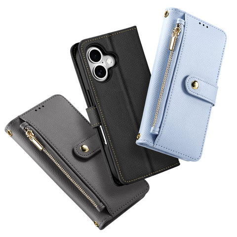 iPhone 17 PU Leather Flip Wallet Case with Card Slots & Detachable Cover