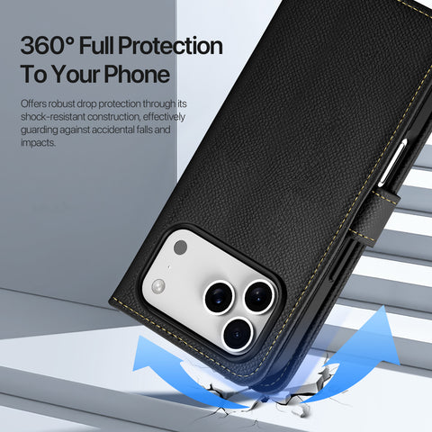 iPhone 17 Pro PU Leather Phone Wallet with Lanyard & Card Holder