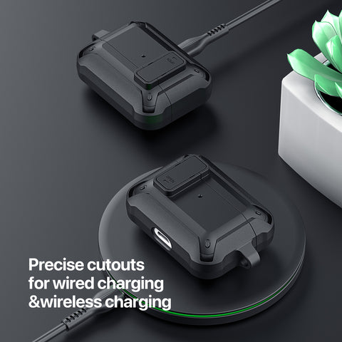 Protective black AirPods 1/2 case with wireless charging compatibility