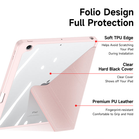 10.2-inch iPad Folio Case with Pencil Holder - Pink