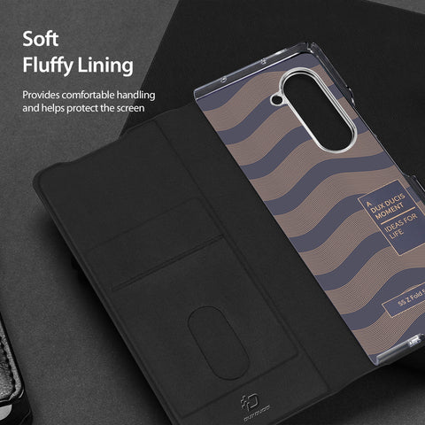 Foldable Galaxy Z Flip 6 case with durable PU leather finish