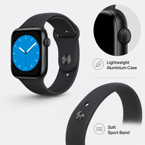 Apple Watch Series 11 42mm - Jet Black Aluminium Case GPS Sport Band (S/M)