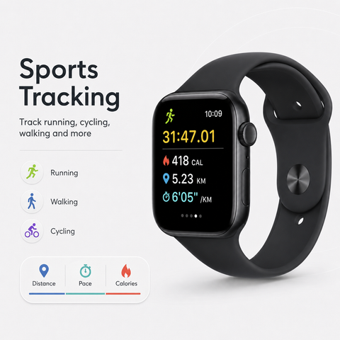 Apple Watch Series 11 42mm - Jet Black Aluminium Case GPS Sport Band (S/M)