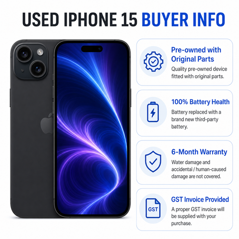 Apple iPhone 15 128GB - Black (Used, Excellent Conditions)
