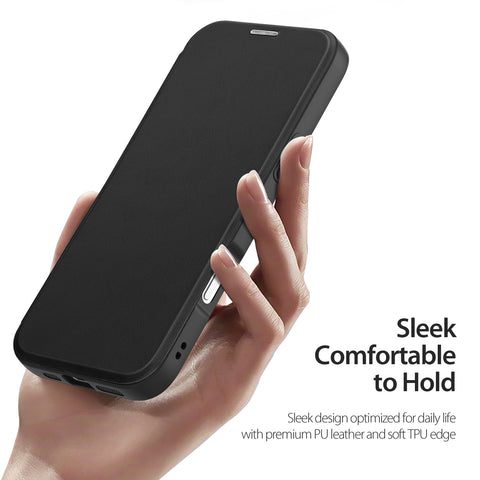 iPhone 17 Pro Max Black PU Leather Wallet Case with MagSafe & Card Holder