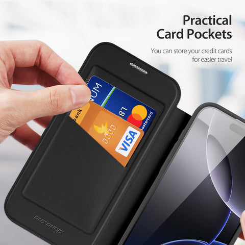 iPhone 17 Pro Max Black PU Leather Wallet Case with MagSafe & Card Holder