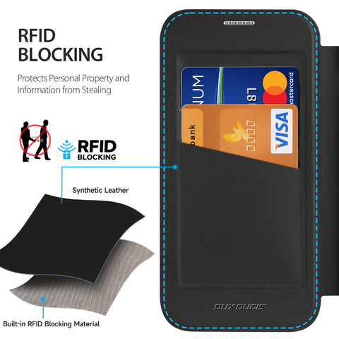 iPhone 17 Black PU Leather Wallet Case with MagSafe & TPU Frame