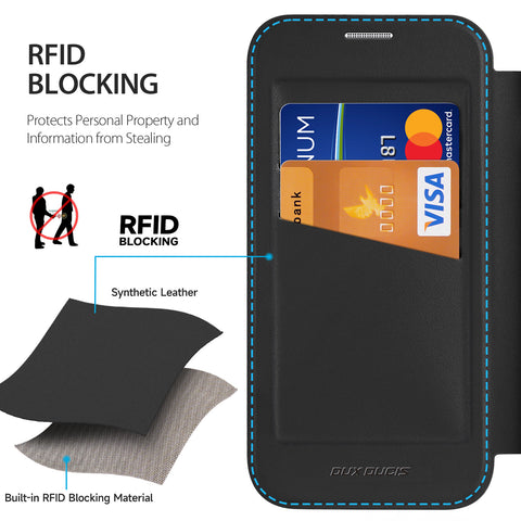 iPhone 17 Pro Max Black PU Leather Wallet Case with MagSafe & Card Holder