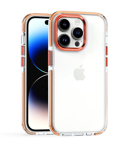 Clear Shock-proof Case for iPhone 15 Pro Max - orange