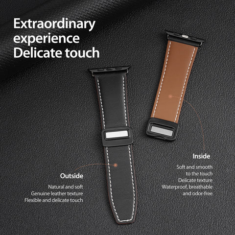 Classic Leather Apple Watch Band – Black