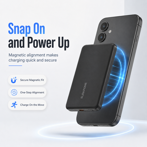 5000mAh Magnetic Wireless Power Bank, Ultra-Slim Portable Charger for Everyday Travel
