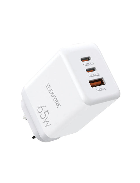 65W Wall Charger Dual USB-C and USB Ports