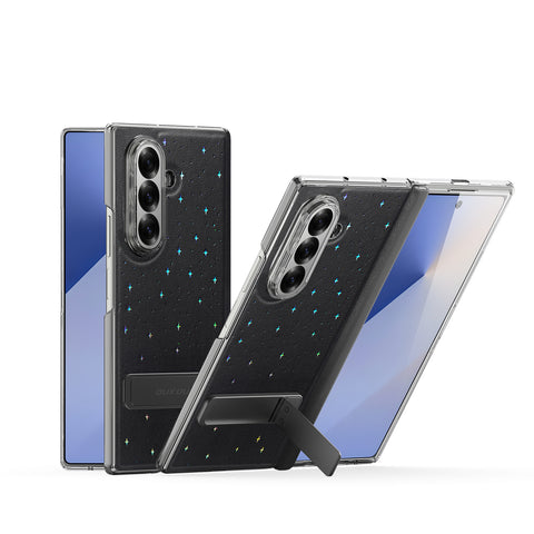 Samsung Galaxy Z Fold7 PU Leather Kickstand Case with Hinge Protection