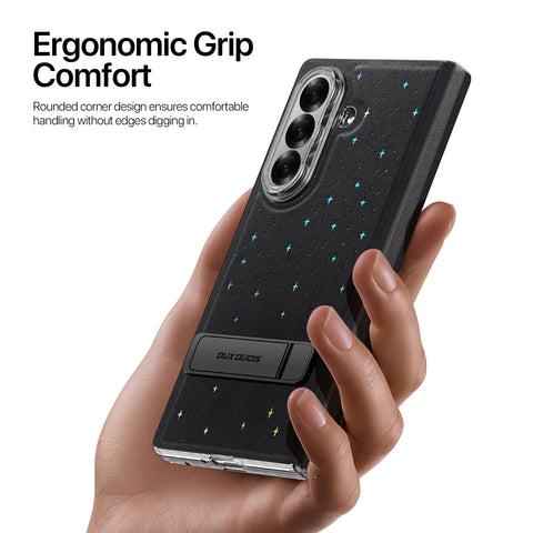 Samsung Galaxy Z Fold7 PU Leather Kickstand Case with Hinge Protection