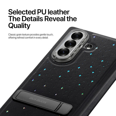 Samsung Galaxy Z Fold7 PU Leather Kickstand Case with Hinge Protection