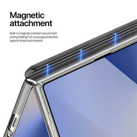 Samsung Galaxy Z Fold7 PU Leather Kickstand Case with Hinge Protection