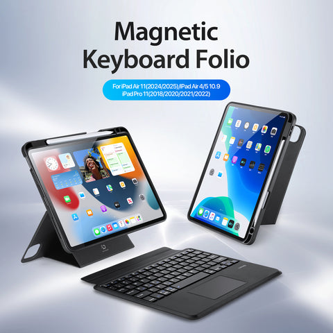 iPad Pro 11 2018-2022 Bluetooth Keyboard Case with Multi-Touch Trackpad & Backlit Keys – Black