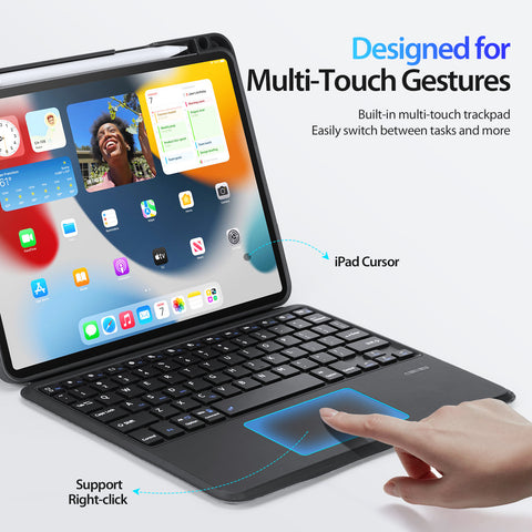 iPad Pro 11 2018-2022 Bluetooth Keyboard Case with Multi-Touch Trackpad & Backlit Keys – Black