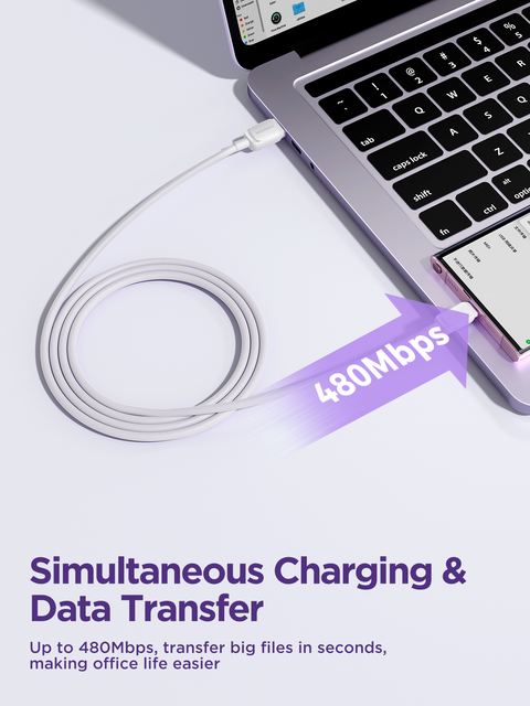 USB-A to Lightning cable for fast charging and data sync