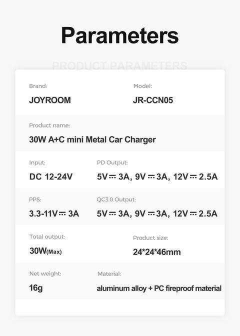 30W USB and USB-C Mini Car Charger