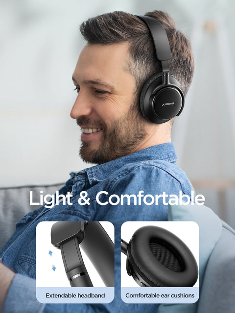 Wireless headphones with 40mm speaker and noise-cancelling mic