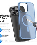 MagSafe-compatible iPhone 16 Pro case in light blue with precise fit.