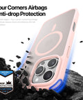 Stylish and protective pink iPhone 16 Pro case close-up.