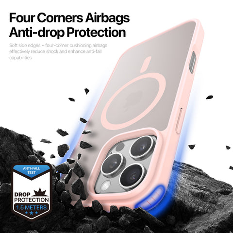 Stylish and protective pink iPhone 16 Pro case close-up.