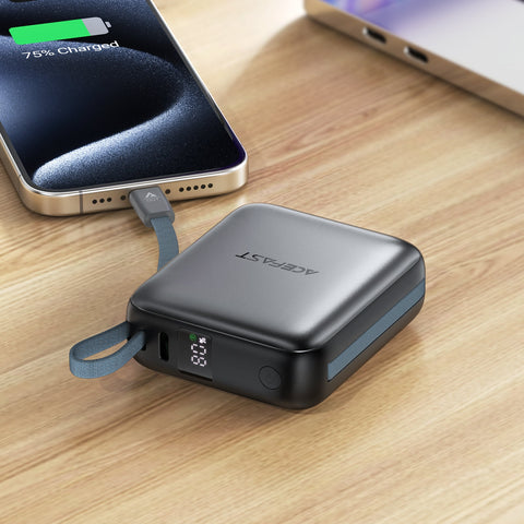 10000mAh Power Bank with Dual Built-in Cables for iPhone, Samsung & More - ACEFAST
