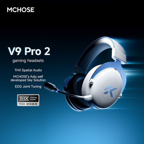 MCHOSE V9 Pro 2 Noise-Canceling Wireless Gaming Headset – THX Spatial Audio, Noise Canceling Mic, 300Hr Battery, Lightweight, BT 5.4 for FPS Games