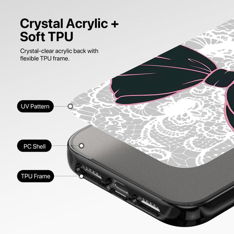 Magnetic Clear iPhone Case – Lace Bow