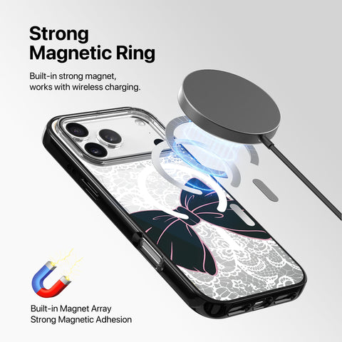 Magnetic Clear iPhone Case – Lace Bow