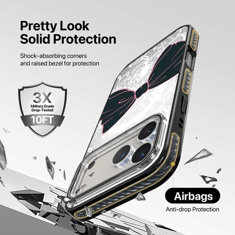 Magnetic Clear iPhone Case – Lace Bow