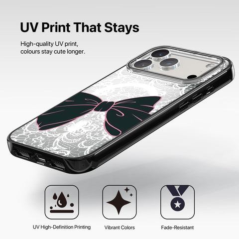 Magnetic Clear iPhone Case – Lace Bow