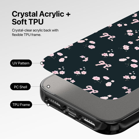 Magnetic Clear Case – Midnight Bloom Bow