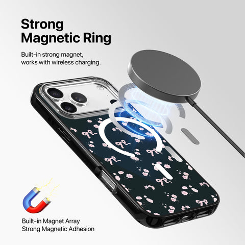 Magnetic Clear Case – Midnight Bloom Bow