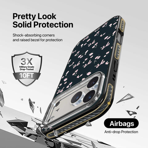 Magnetic Clear Case – Midnight Bloom Bow