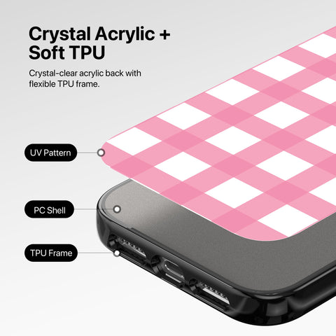 Magnetic iPhone Case - Pink Gingham