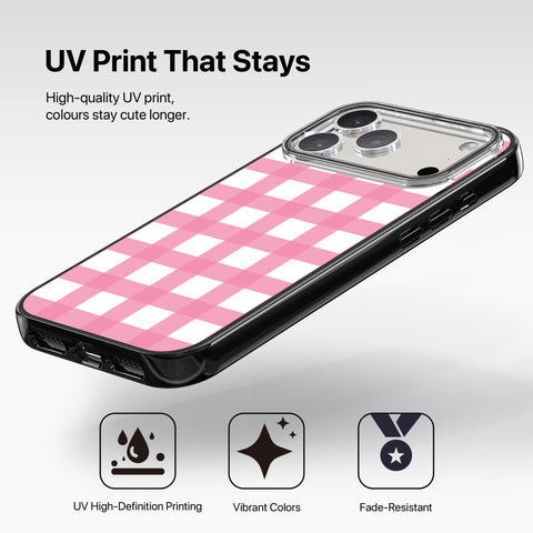 Magnetic iPhone Case - Pink Gingham
