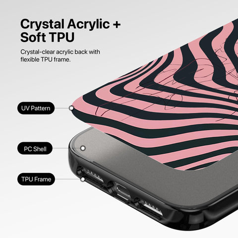 Magnetic Clear Case for iPhone – Pink Ripple Noir