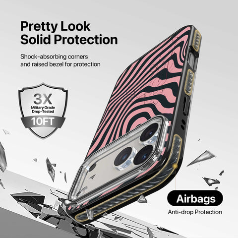 Magnetic Clear Case for iPhone – Pink Ripple Noir