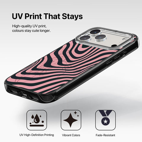 Magnetic Clear Case for iPhone – Pink Ripple Noir