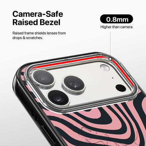 Magnetic Clear Case for iPhone – Pink Ripple Noir