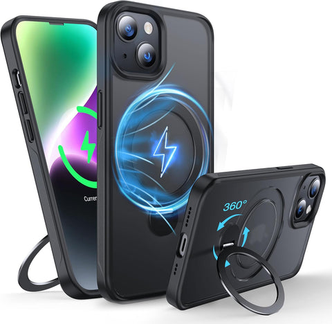 Magnetic iPhone Case - Rotatable Stand Supports Wireless Charging