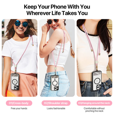 Multi-Way Crossbody Phone Lanyard - Light Pink